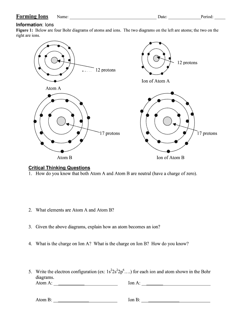 Ion Formation Worksheet