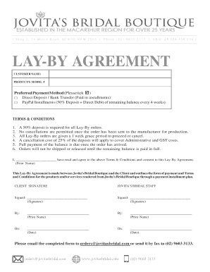 Layby Form Template