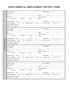 Work History Form