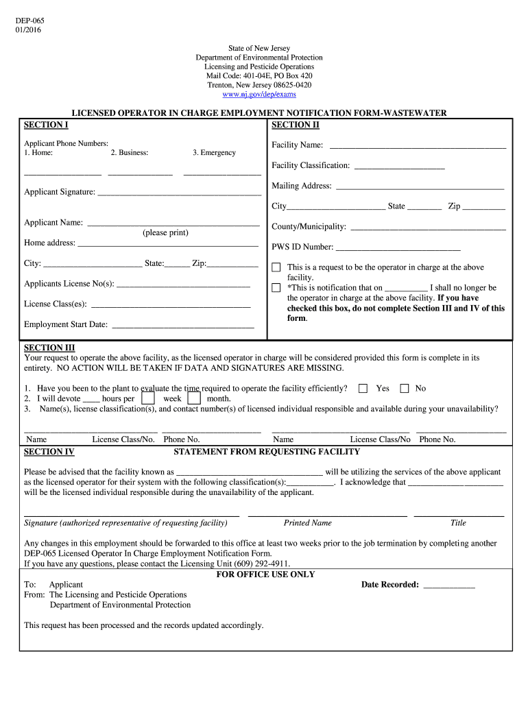  Dep 065 Form 2016-2024