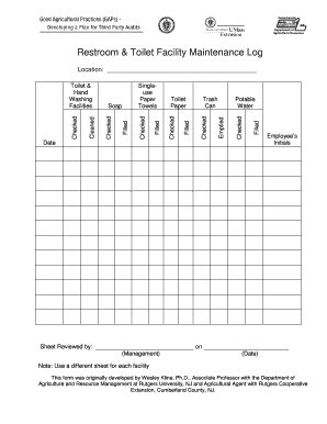 Restroom Check Log  Form