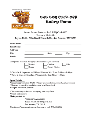 BvB BBQ Cook off Entry Form Lonestar Barbecue Society