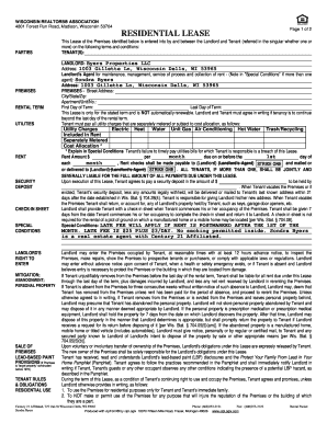 Wisconsin Realtors Association Rental Application  Form