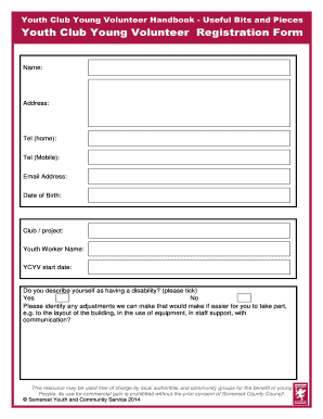 Youth Club Registration Form