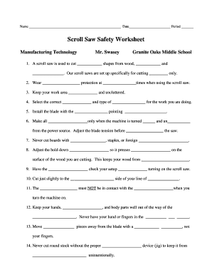 Safety Sheet for Scroll Saw  Form