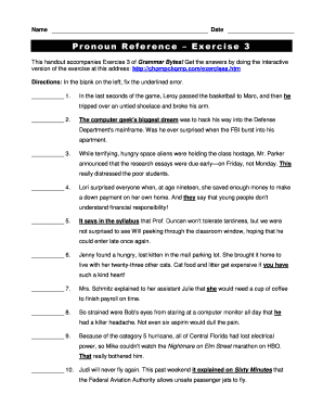 Reference Words Exercises PDF  Form