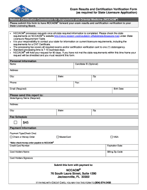  Exam Results and Certification Verification Form Nccaom 2014