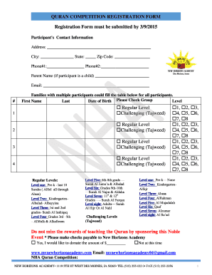 Quran Competition Registration  Form