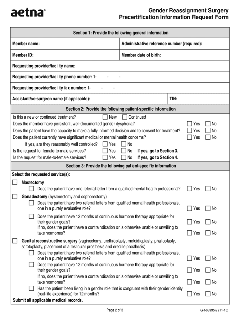 gender reassignment questionnaire