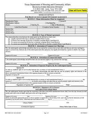 Affidavit of Fact for Right of Survivorship  Form