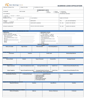 Business Loan Application Sun Savings Bank Sunsavings  Form