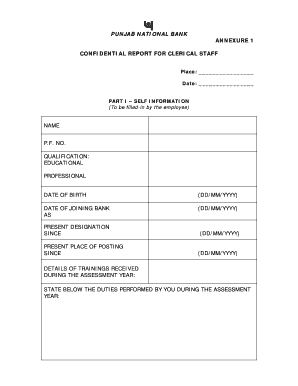 Confidential Report Format for Bank