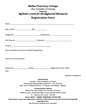 Refresher Course Registration Form
