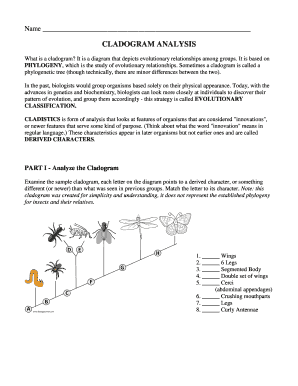 Cladogram Analysis Worksheet  Form