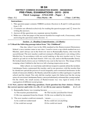 District Common Examination Board Telangana  Form