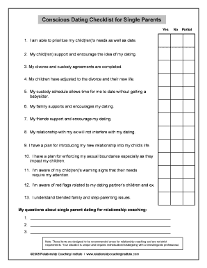 Dating Checklist  Form
