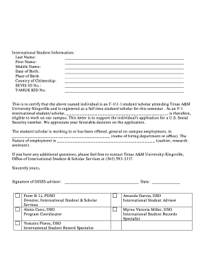 Form ISSS 115, Request for a Social Security Letter Tamuk 2016