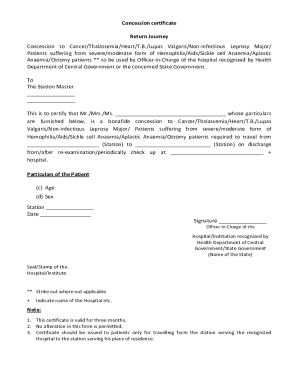 Cancer Concession Form Indian Railways