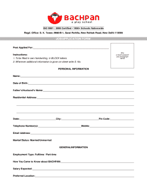 Bachpan Play School Admission Form PDF