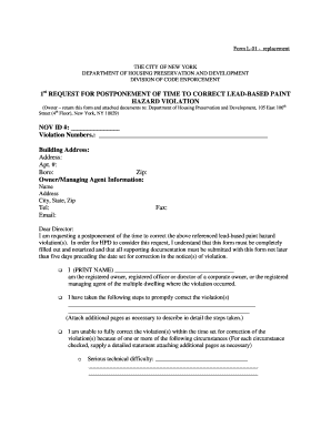  1st Request for Postponement of Time to Correct Lead NYC Gov Nyc 2004