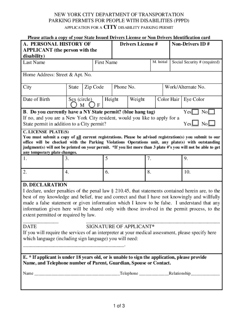 Nyc Disability Parking Permit Renewal Online  Form