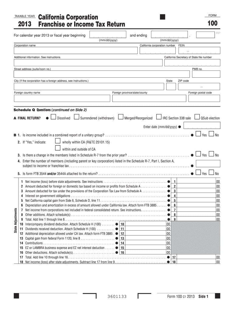  Form 100 California Franchise Tax Board 2019