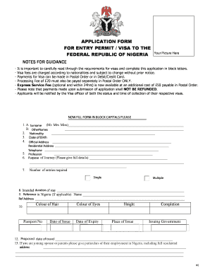 Nigerian Visa Application Form PDF