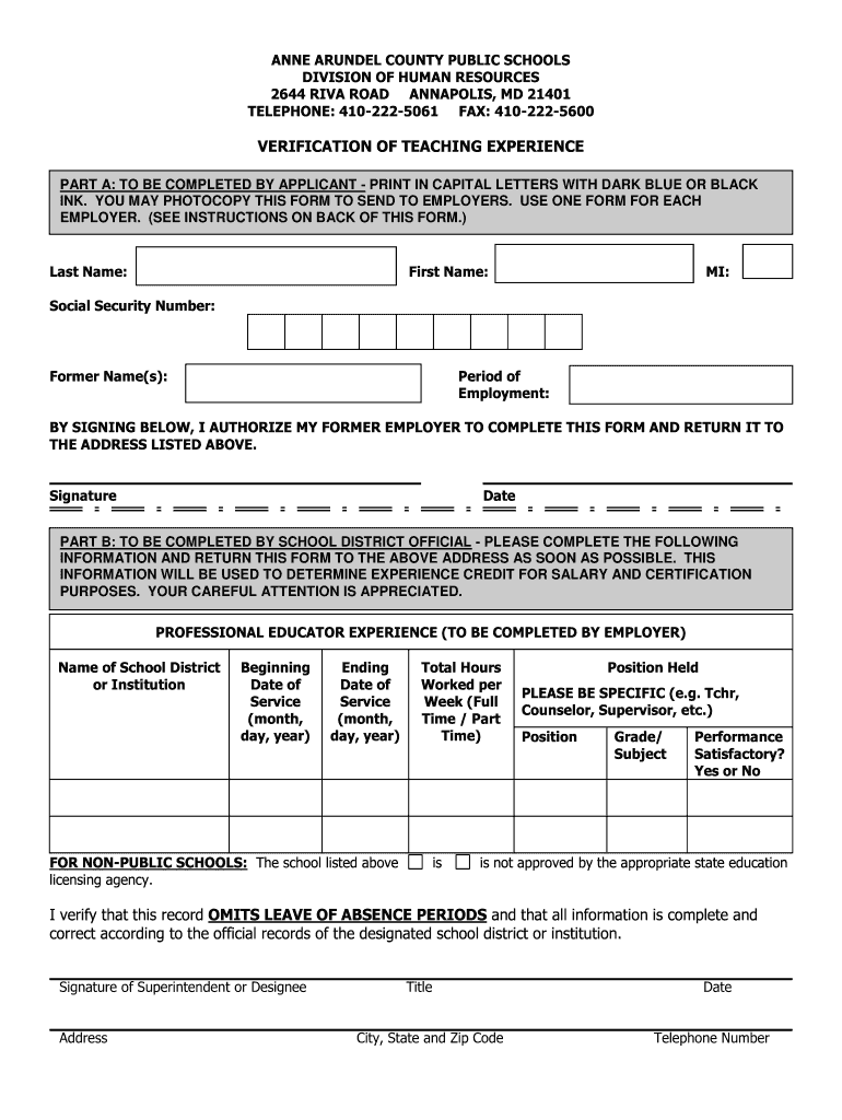 Schools Experience Form