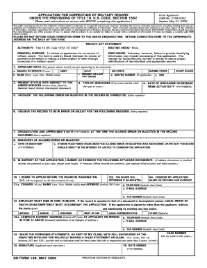 10 U S Code1552 Correction of Military Records Claims  Form