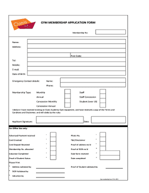 Gym Induction Template  Form