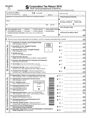 CD 401S Corporation Tax Return DOR Web Site Dor State Nc  Form