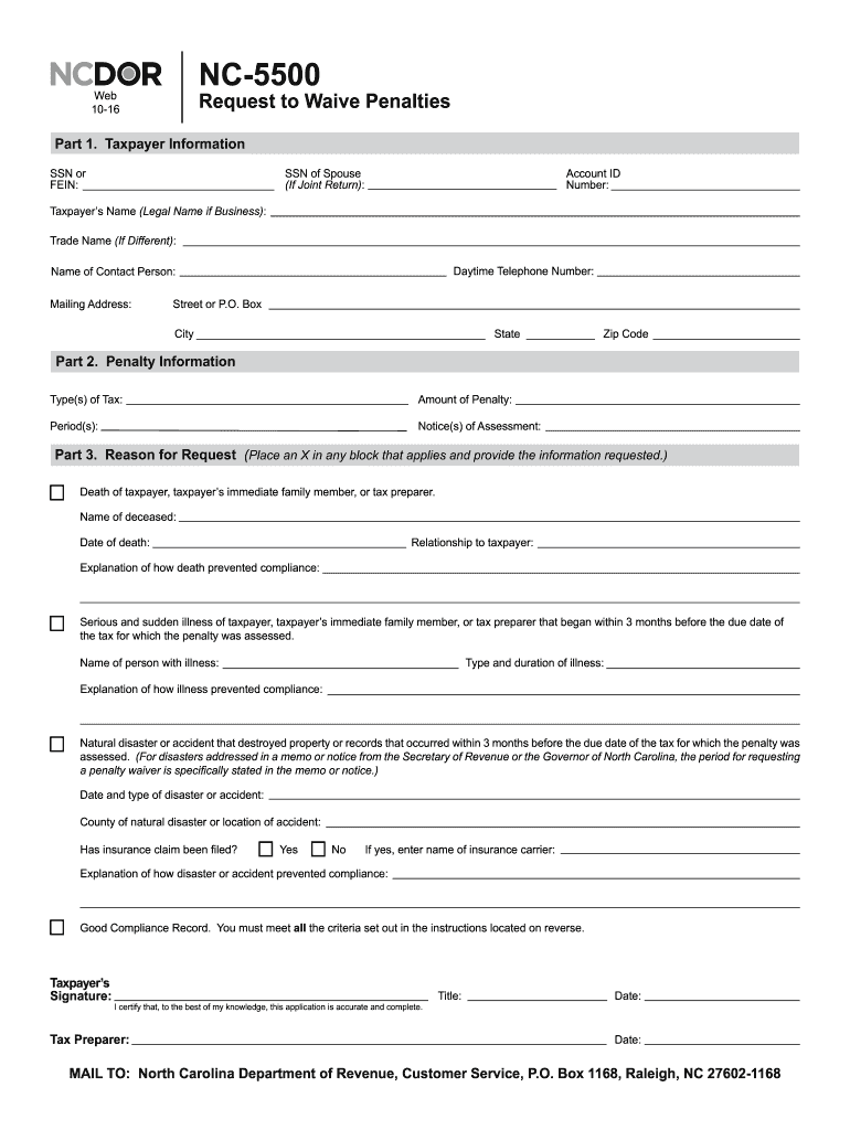 Nc 5500 Fillable Form