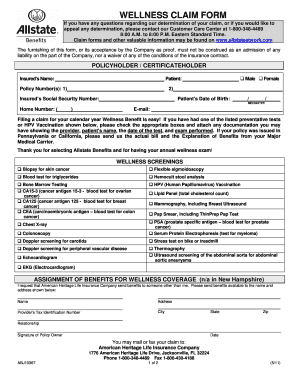 Allstate Cancer Wellness Form