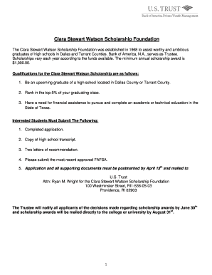 Clara Stewart Watson Scholarship  Form