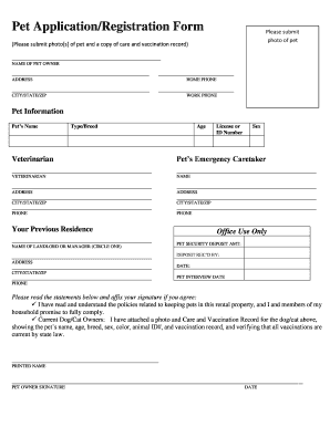 Pet Form Document