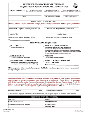  Broward County Public Schools Leave of Absence Form 2013