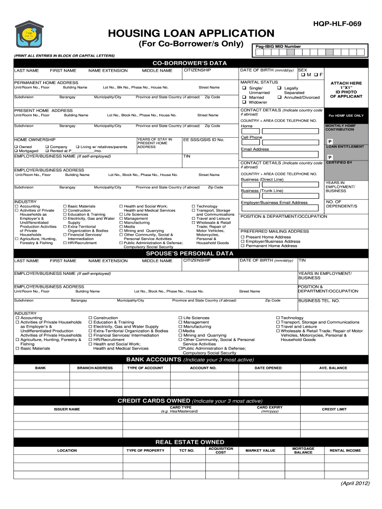  Pag Ibig Co Borrower Form 2012