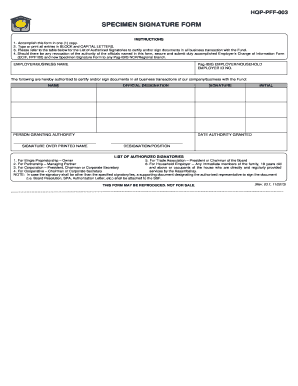 Pag Ibig Specimen Signature Form