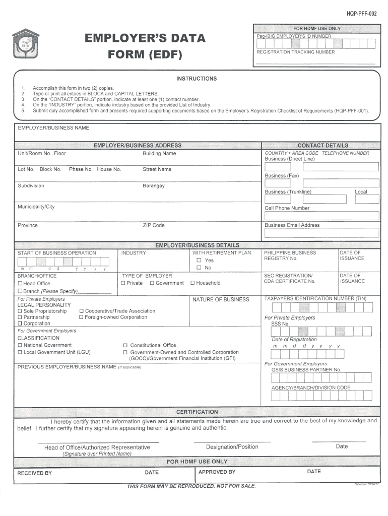 Get and Sign Hdmf Employers Data Form 2019