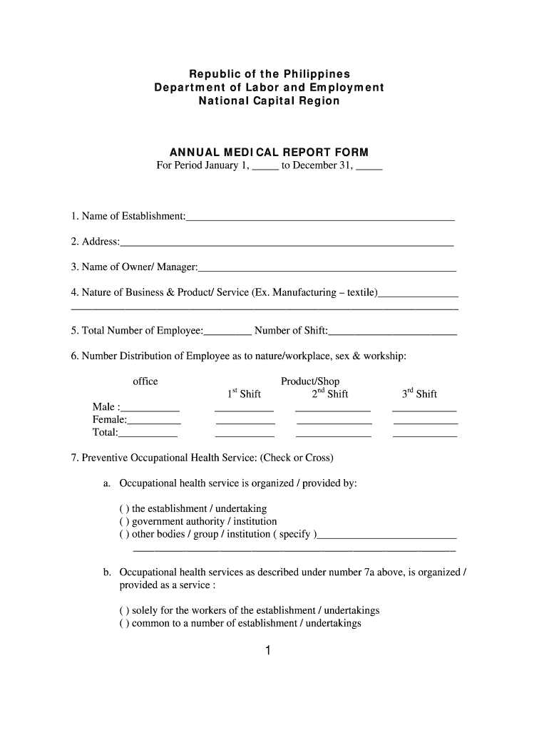 Annual Medical Report Form