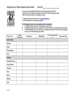 Orange County Product Approval Cover Sheet  Form