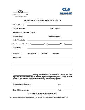 Letter of Indemnity  Form