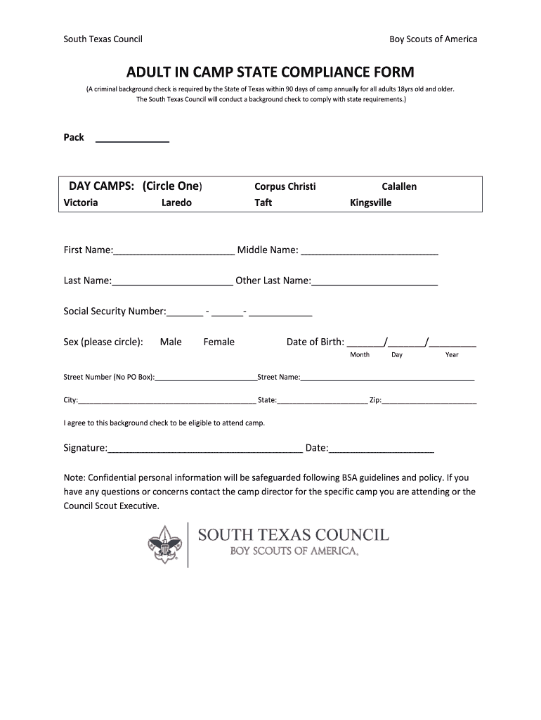 Texas Adult in State Compliance Form
