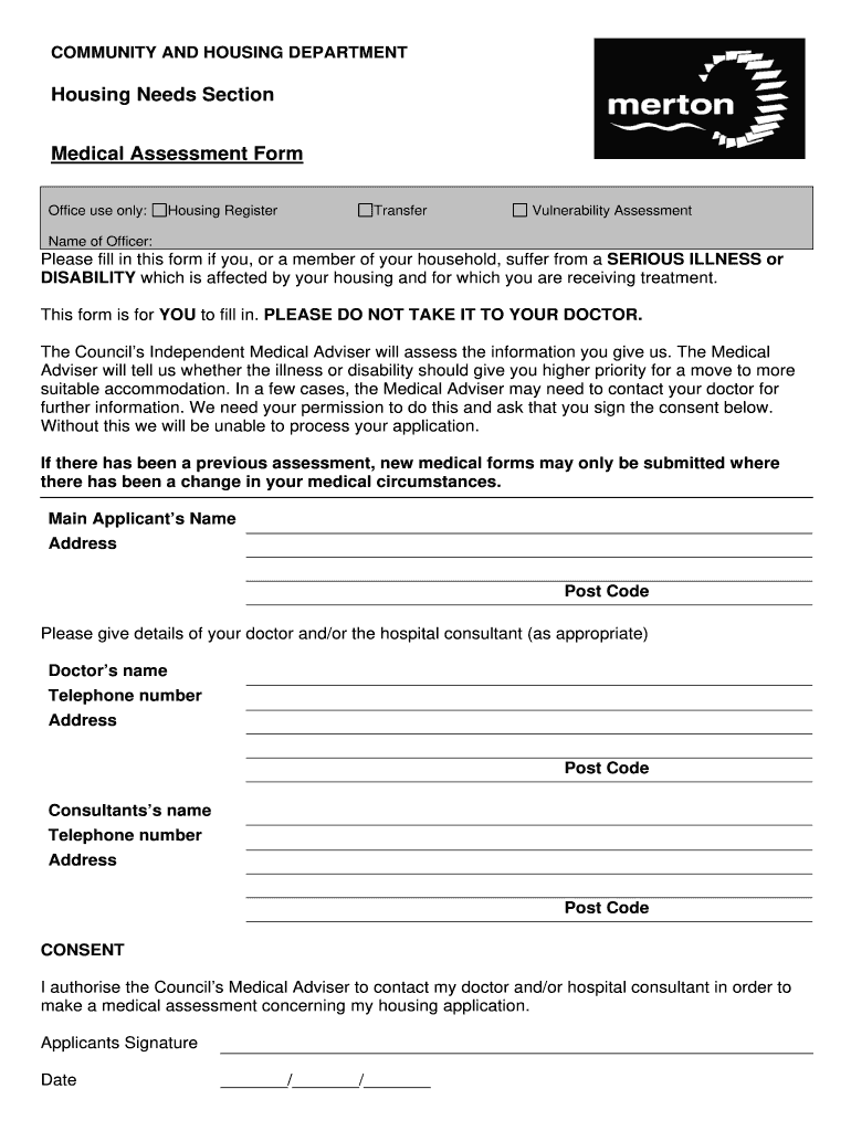 Council Medical Assessment Form