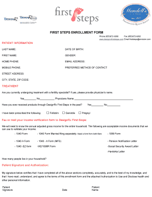 FIRST STEPS ENROLLMENT FORM Mandells Pharmacy