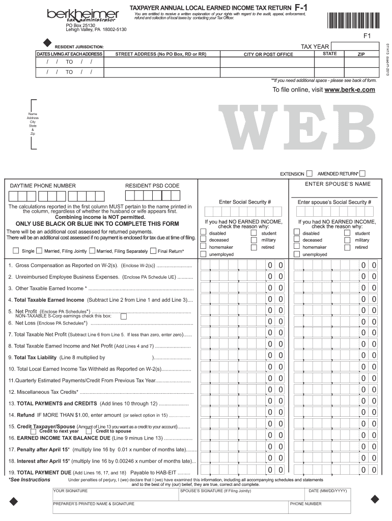  Pa Berkheimer Tax Form 2019