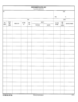 Army Weapons Control Log Form