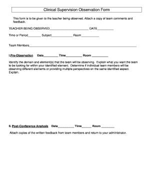 Clinical Supervision Record Template  Form