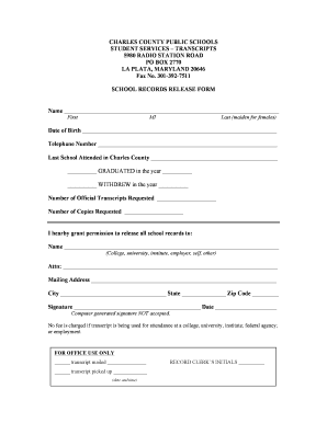 Maryland Charles County Records  Form