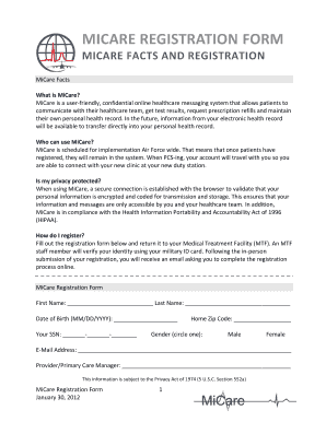 Micare Register  Form